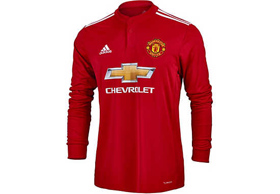 2017/18 adidas Manchester United L/S Home Jersey - Soccermaster.com